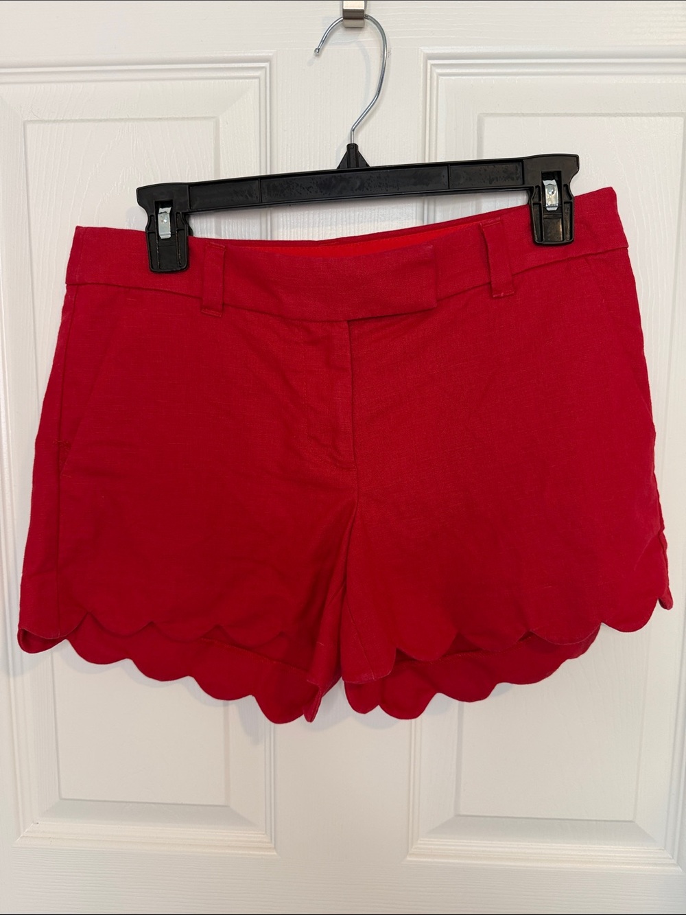 J. Crew Red Scallop-Hem Women’s Shorts Cotton/linen blend
